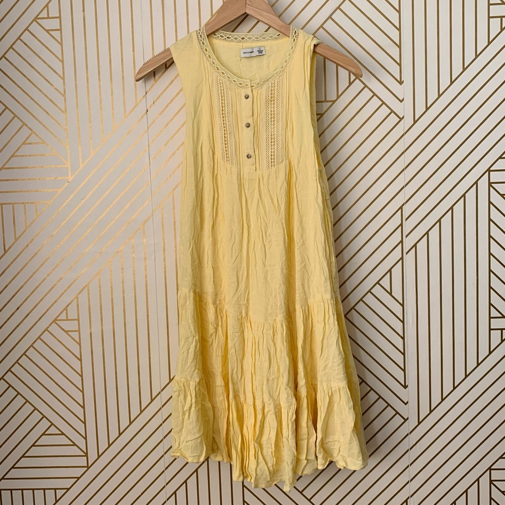 Gentle Fawn boho bohemian embroidered A line Sleevless Dress butter yellow S - Picture 3 of 10